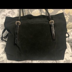 Kate Spade Black Suede Drawstring "Paper Bag"
